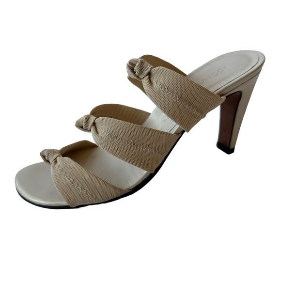 Donald J Pliner Heels Beige Fabric Strappy Slip On Heels Leather Women's Size 8M - Picture 10 of 10